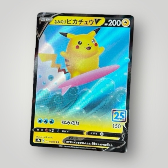 Surfing Pikachu V 25th Anniversary Edition 021/028 Pokemon Card MD-7 F/S - Picture 8 of 9